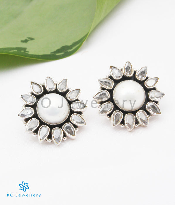 The Anupa Silver Gemstone Earrings (White)