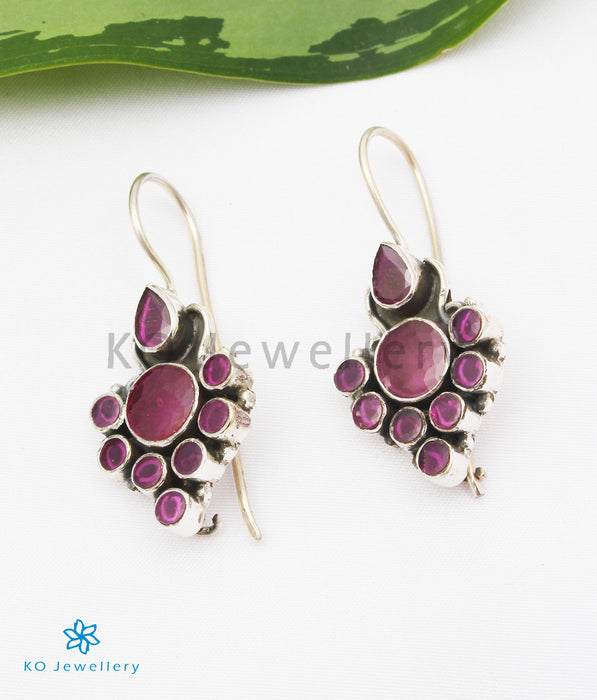 The Tanvi Silver Gemstone Earrings (Red)