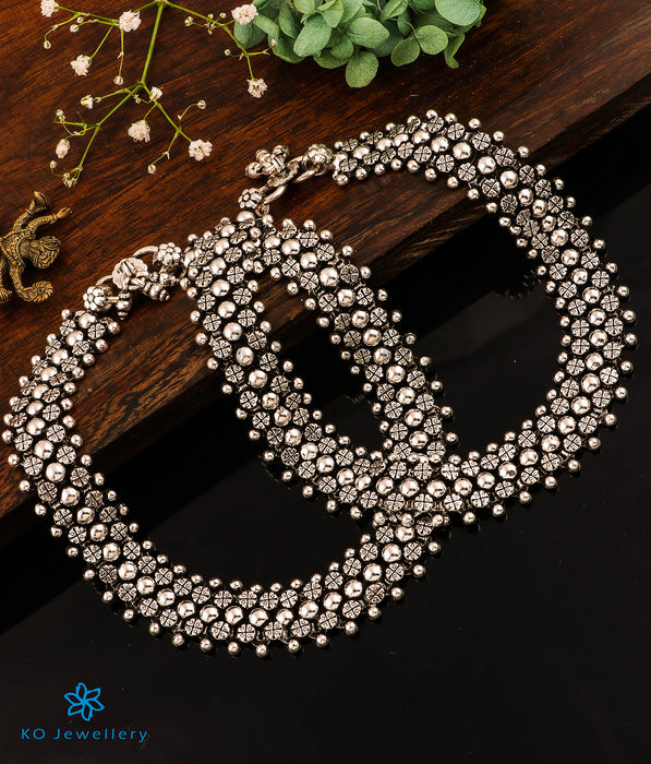 The Isha Silver Antique Anklets