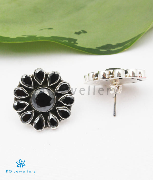 The Apurva Silver Gemstone Earrings (Black)