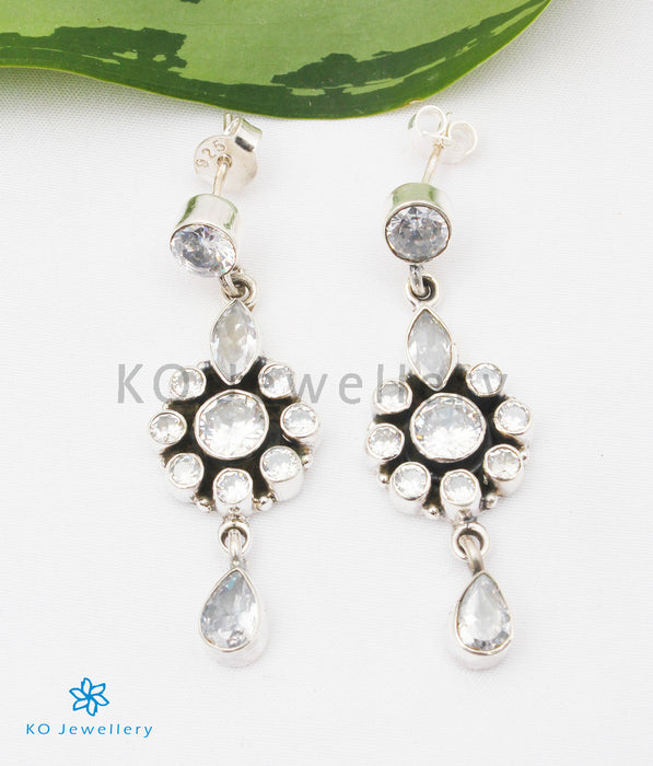 The Darpan Silver Gemstone Earrings (White)
