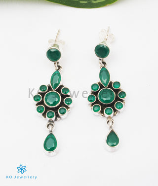 The Darpan Silver Gemstone Earrings (Green)