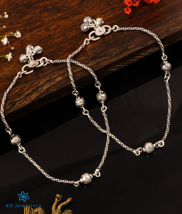 The Adrija Silver Chain Anklets