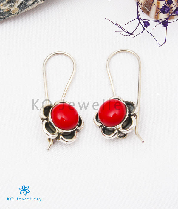 The Imaya Silver Gemstone Earrings (Coral)