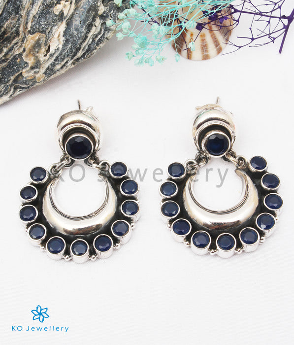 The Aishwarya Silver Gemstone Earrings (Blue)