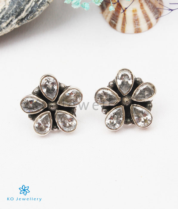 The Arka Silver Gemstone Earrings (White)