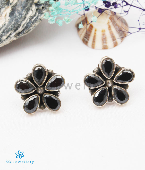 The Arka Silver Gemstone Earrings (Black)