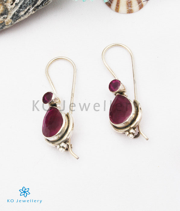 The Kyra Silver Gemstone Earrings (Red)