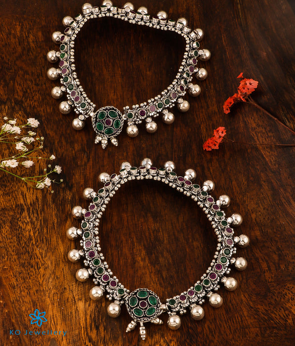 The Ratnaraj Silver Bridal Gemstone Anklets
