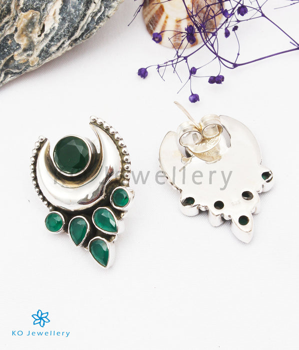 The Chandra Silver Gemstone Earrings (Green)