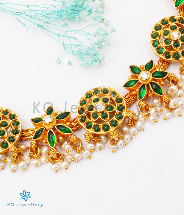 The Uthika Silver Kempu Necklace (Green)