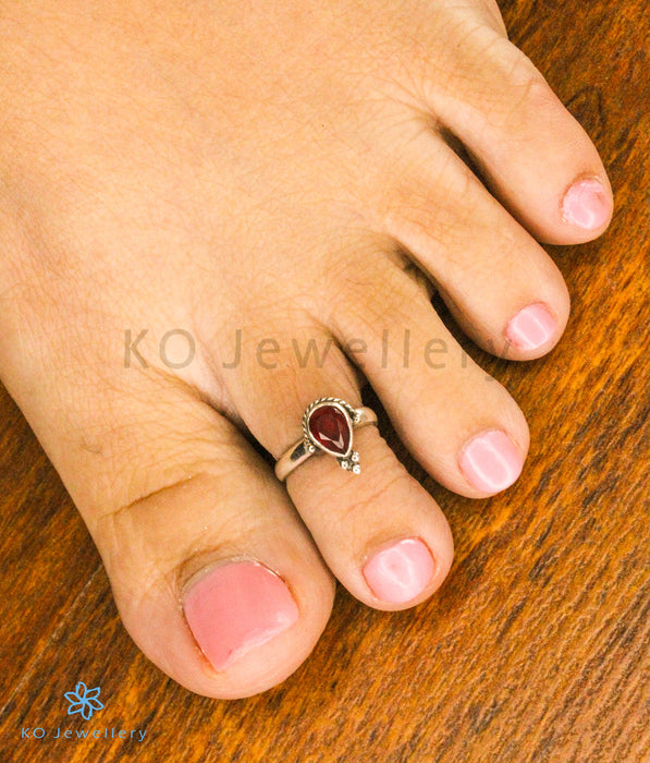 The Sia Silver Toe-Rings (Red)
