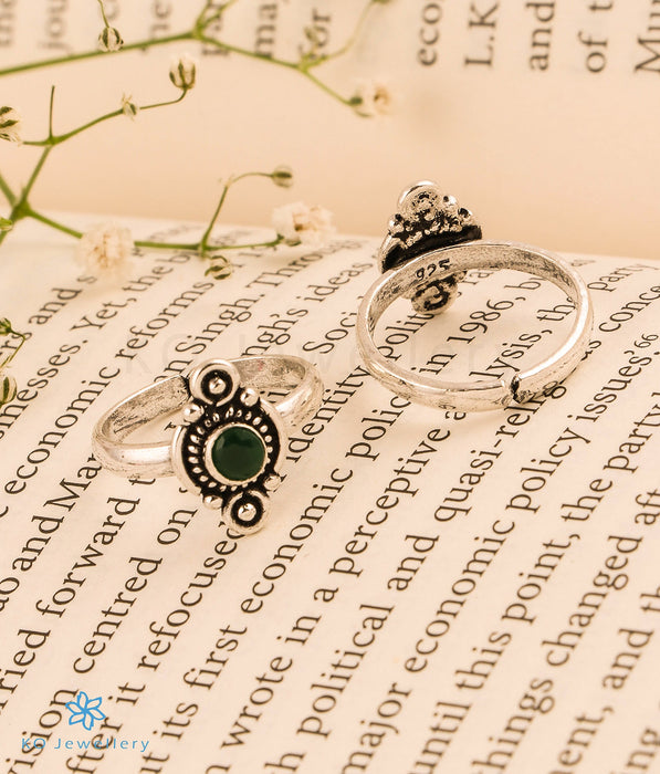 The Mihika Silver Toe-Rings (Green)