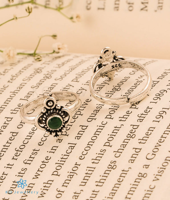 The Parth Silver Toe-Rings (Green)