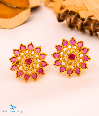 The Anahita Silver Ear-studs(Red)