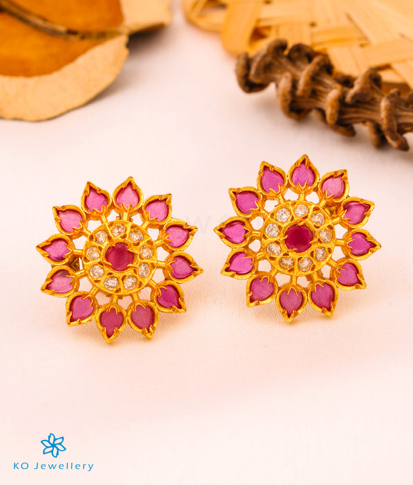 The Anahita Silver Ear-studs(Red)