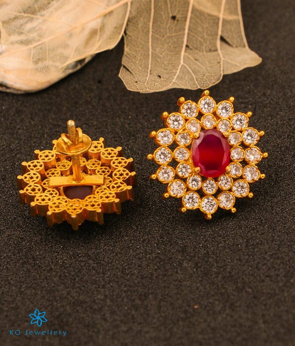 The Sharva Silver Ear-studs (Red)