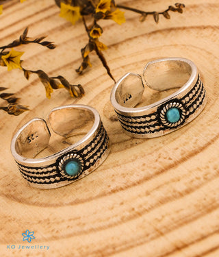 The Anupa Silver Toe-Rings (Turquoise)