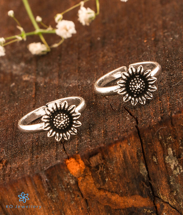 The Sunflower Silver Toe-Rings