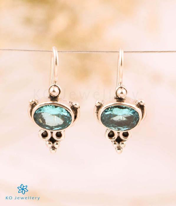 The Pariniti Silver Gemstone Earrings (Light Blue)