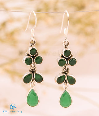 The Barha Silver Gemstone Earrings (Green)