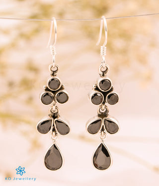 The Barha Silver Gemstone Earrings (Black)