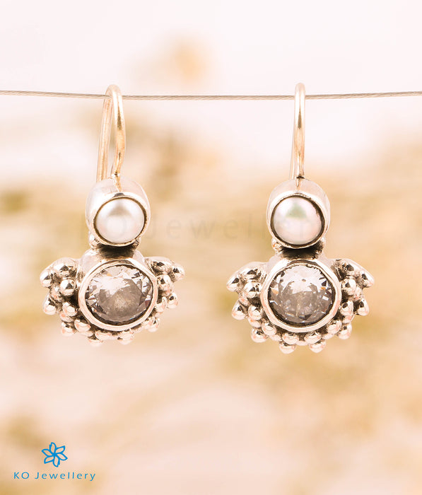 The Amudha Silver Gemstone Earrings (White)