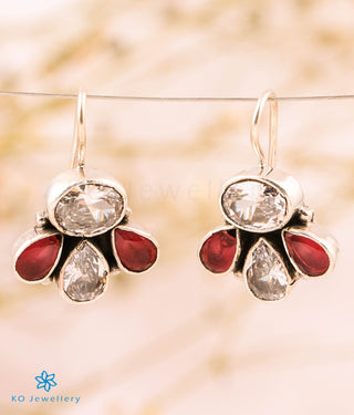 The Nivi Silver Gemstone Earring (Red/White)