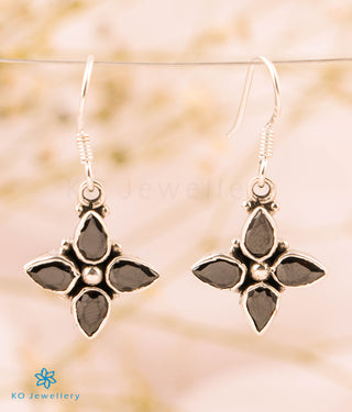 The Sarva Silver Gemstone Earrings (Black)
