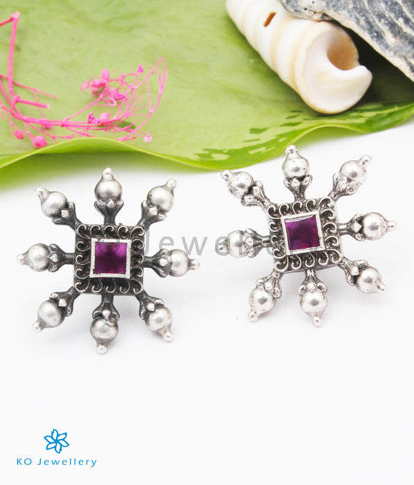 The Khyati Silver Earstuds (Red)
