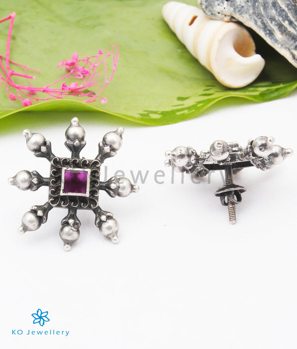 The Khyati Silver Earstuds (Red)