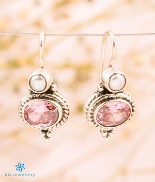 The Aruna Silver Gemstone Earrings (Pink)