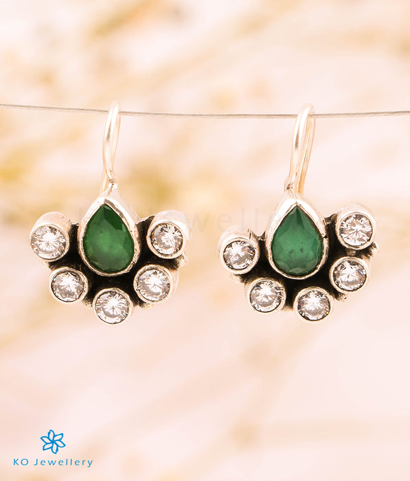 The Purvika Silver Gemstone Earrings (Green)