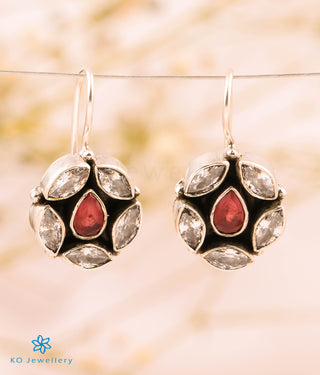 The Pramud Silver Gemstone Earrings (Red/White)