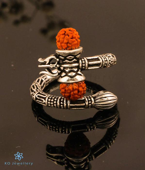 The Trishul Silver Statement Open Finger Ring