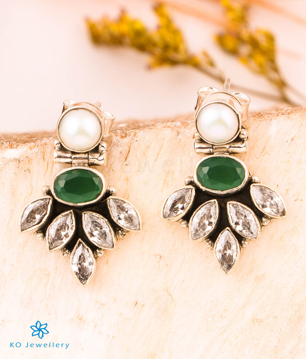 The Amrit Silver Gemstone Earrings (Green)