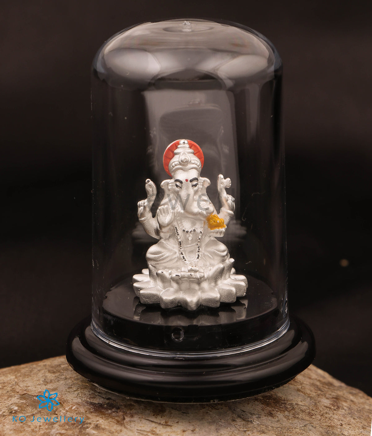 GOLDGIFTIDEAS 999 Silver & 24K Gold Plated Moreshwar Ganesha Idol for Gift,  Decorative Pooja Worship Idol (11 x 8 cm)