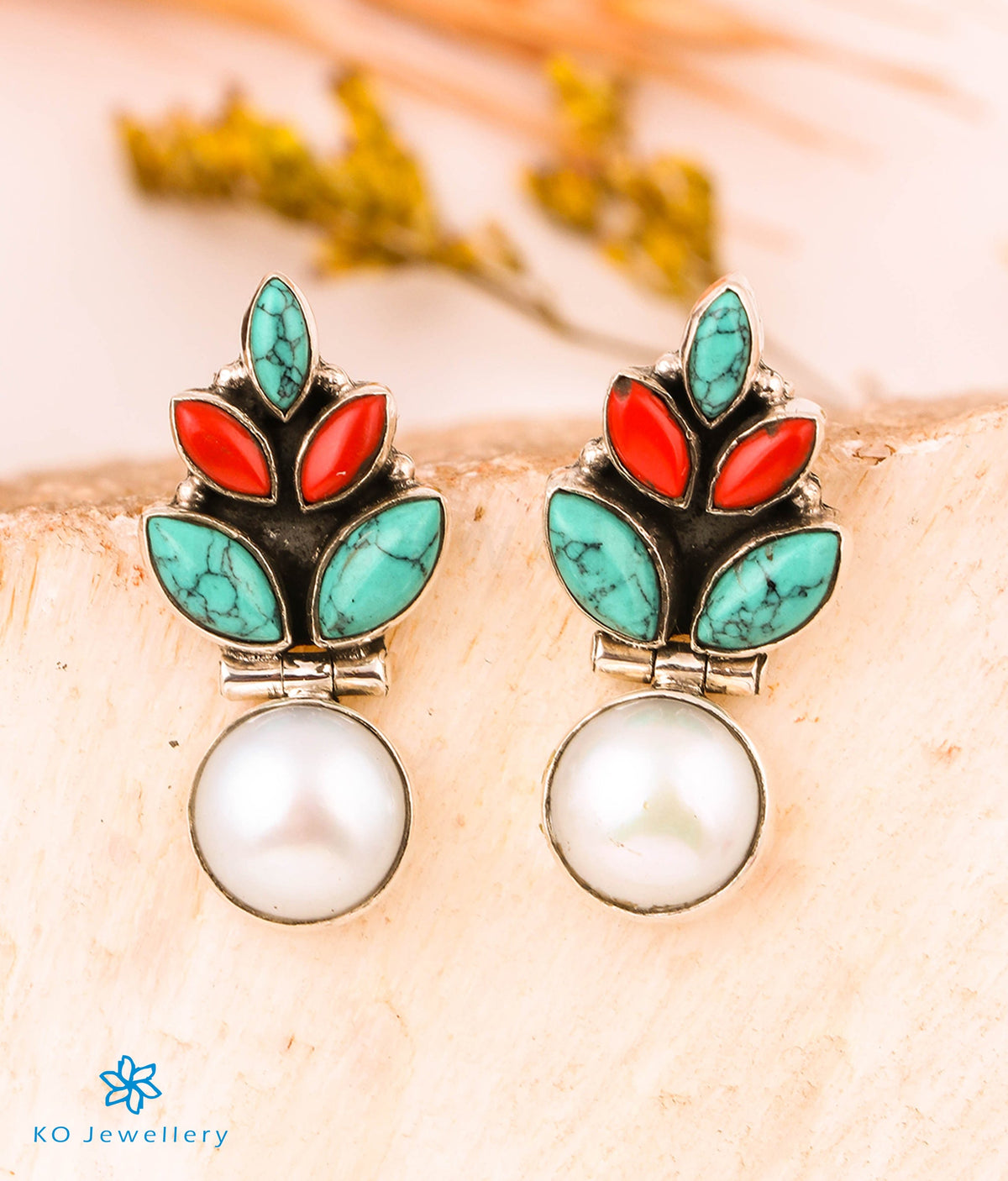 Bead Coral Earrings  Fair trade jewelry Trade bead earrings Coral  earrings