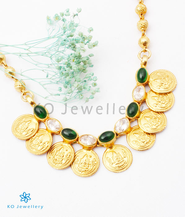 The Prarthana Silver Coin Necklace (Green)