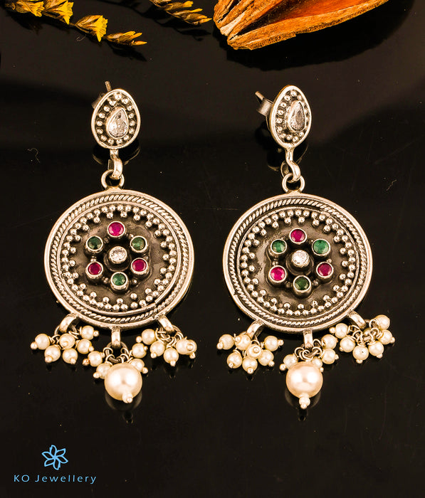 The Itish Silver Gemstone Earrings (Multicolour)