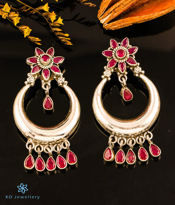 The Parinita Silver Gemstone Earrings (Red)