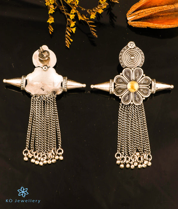 The Vinyas Silver Tassle Earrings (Two tone)