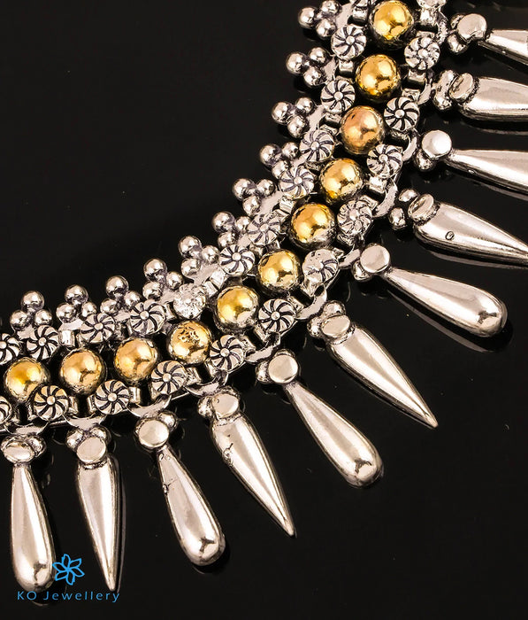 The Ritu Silver Antique Necklace & Earrings (2 tone)