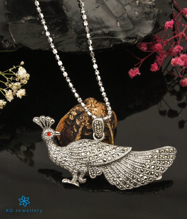 The Taus Silver Peacock Pendant