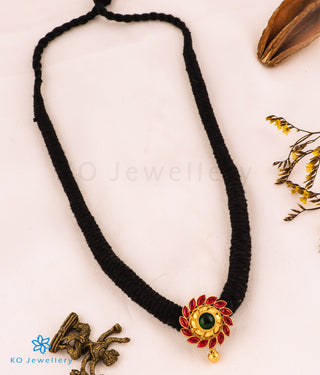 The Aamod Silver Kempu Necklace (Black)