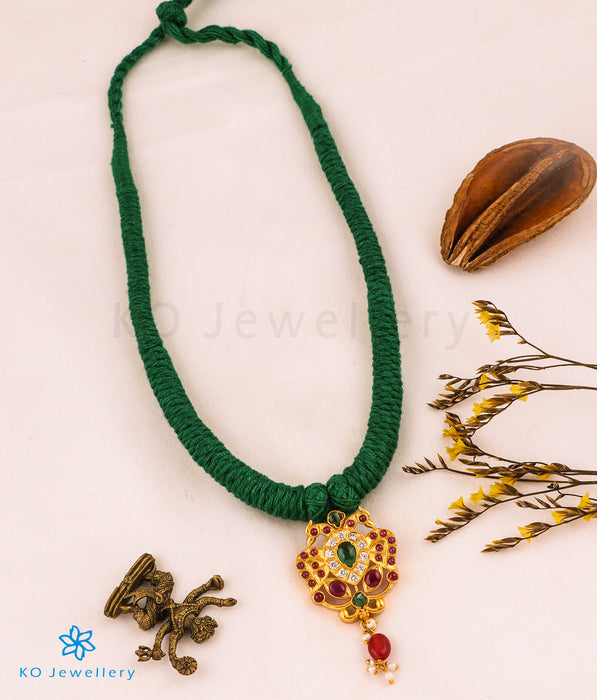 The Avani Gandaberunda Silver Thread Necklace (Green)