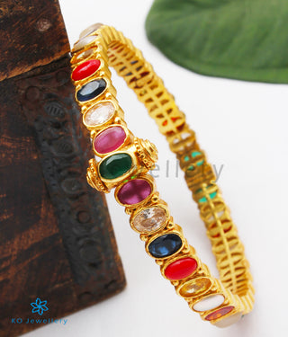 The Medha Silver Navratna Gemstone Openable Bracelet (Size/2.2/2.4/2.6/2.8)