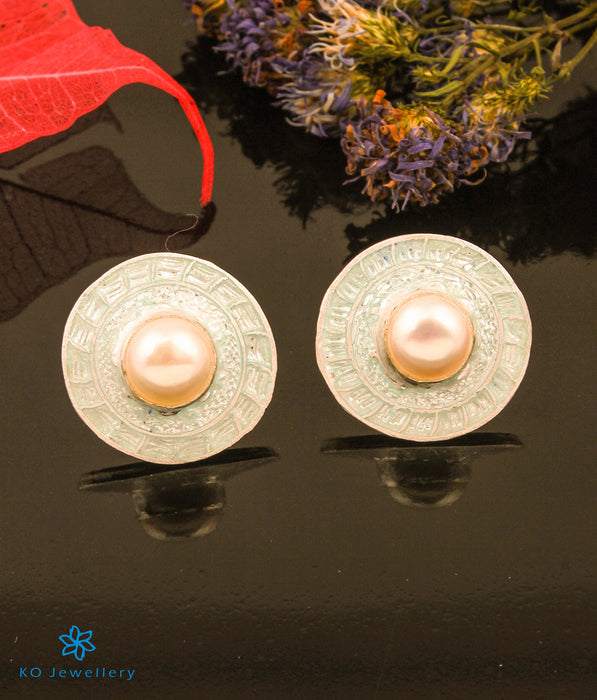 The Muktika Silver Meenakari Ear-studs (Pink)