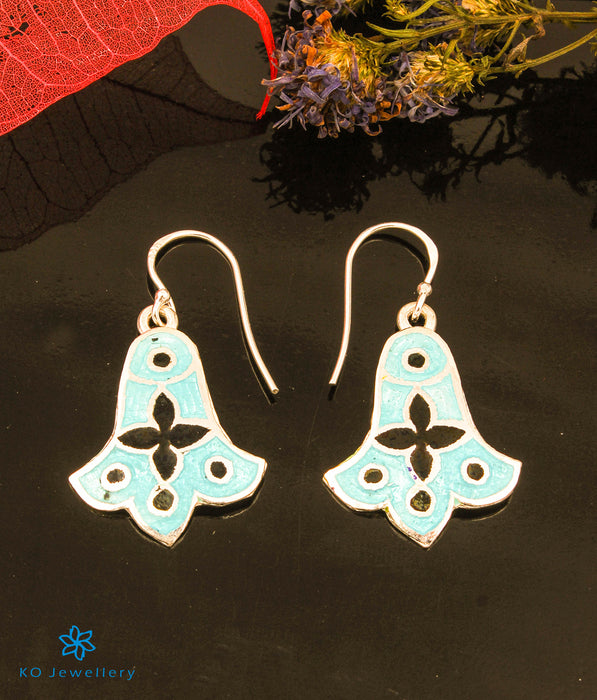The Rang Silver Meenakari Earrings (Light Blue)