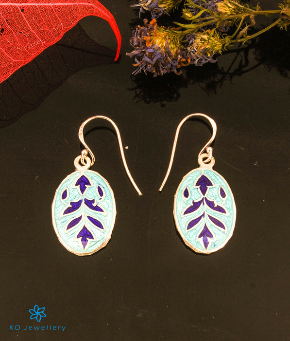 The Bihag Silver Meenakari Earrings (Blue)
